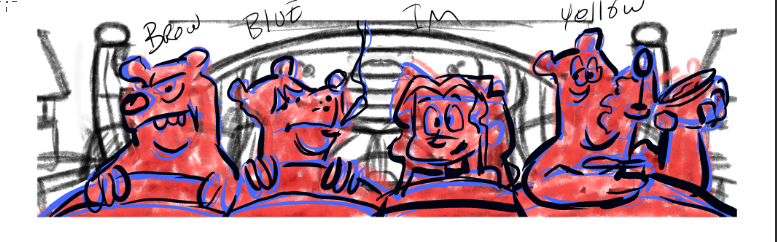 Iron Maiden — storyboard frame with character labels